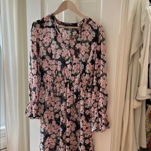 J. Crew Floral Midi Dress - Pink and Black mercantile series